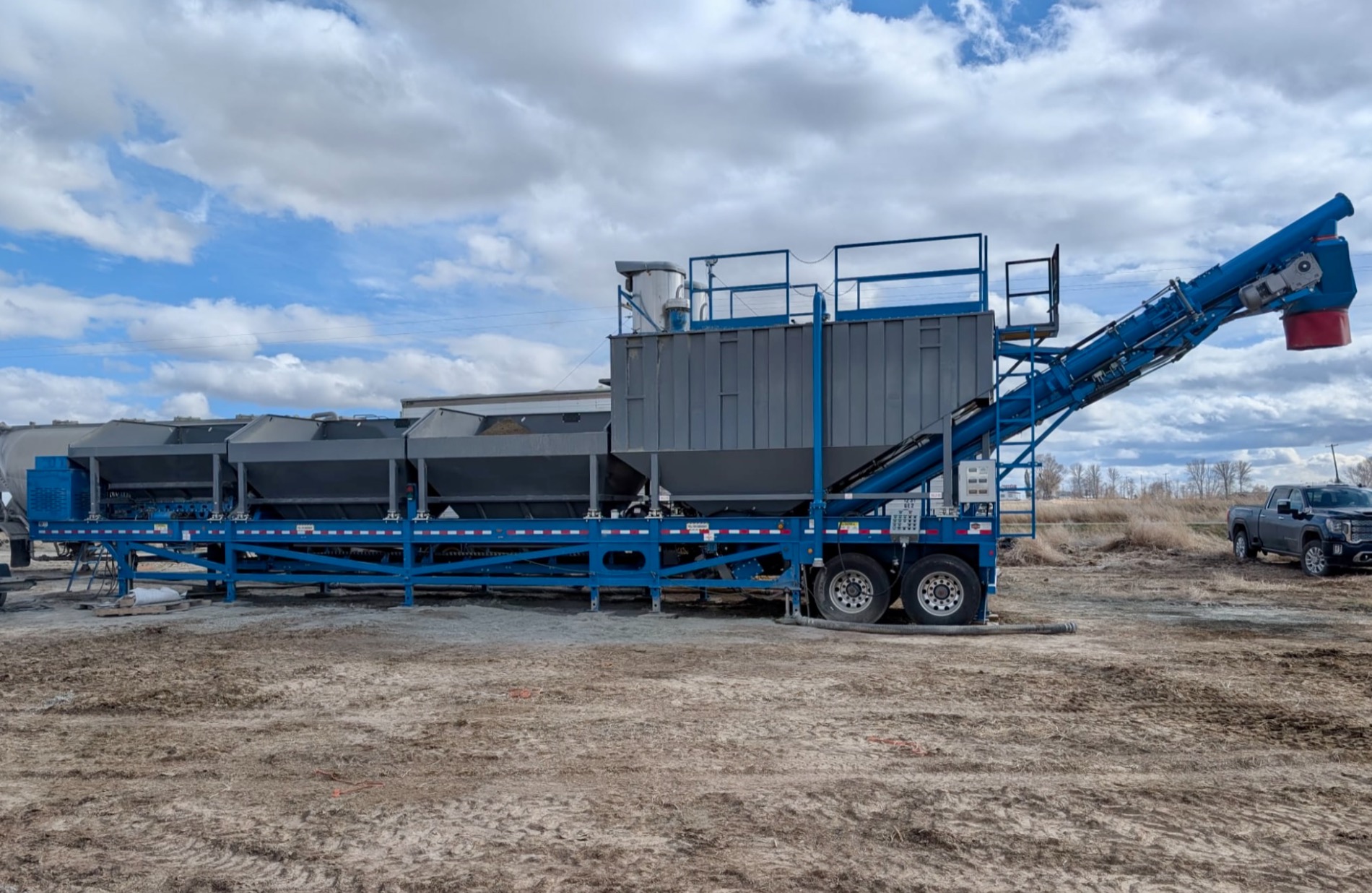 Portable ready-mix batch plant set up on site